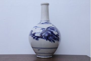 アンティーク雑貨　アンティーク　古い染付大徳利(花瓶)