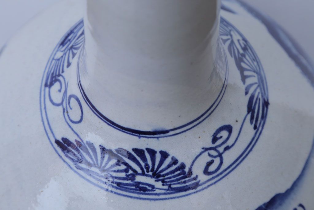 アンティーク雑貨　アンティーク　古い染付大徳利(花瓶)