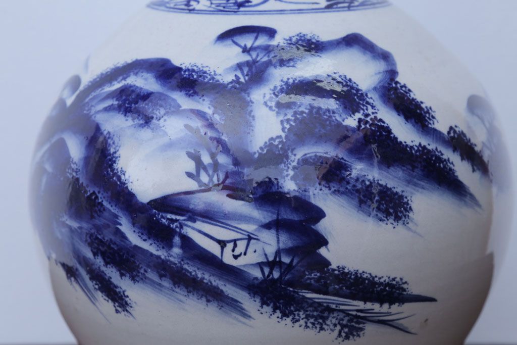 アンティーク雑貨　アンティーク　古い染付大徳利(花瓶)