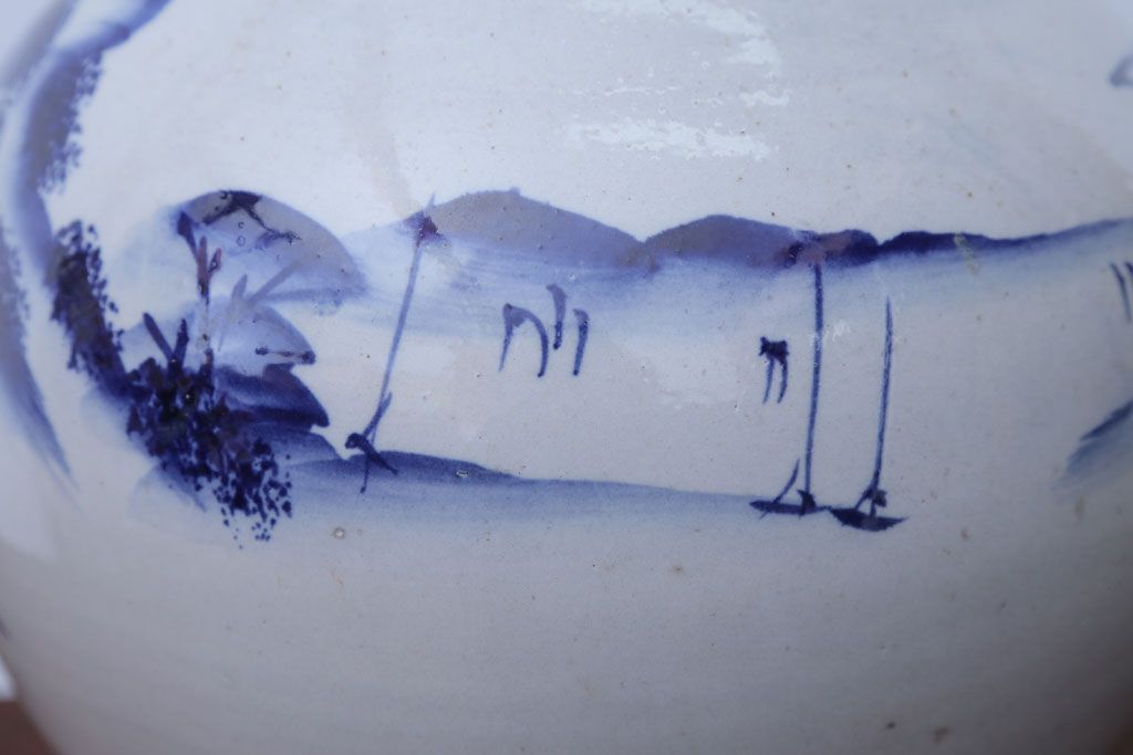 アンティーク雑貨　アンティーク　古い染付大徳利(花瓶)