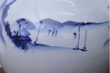 アンティーク雑貨　アンティーク　古い染付大徳利(花瓶)