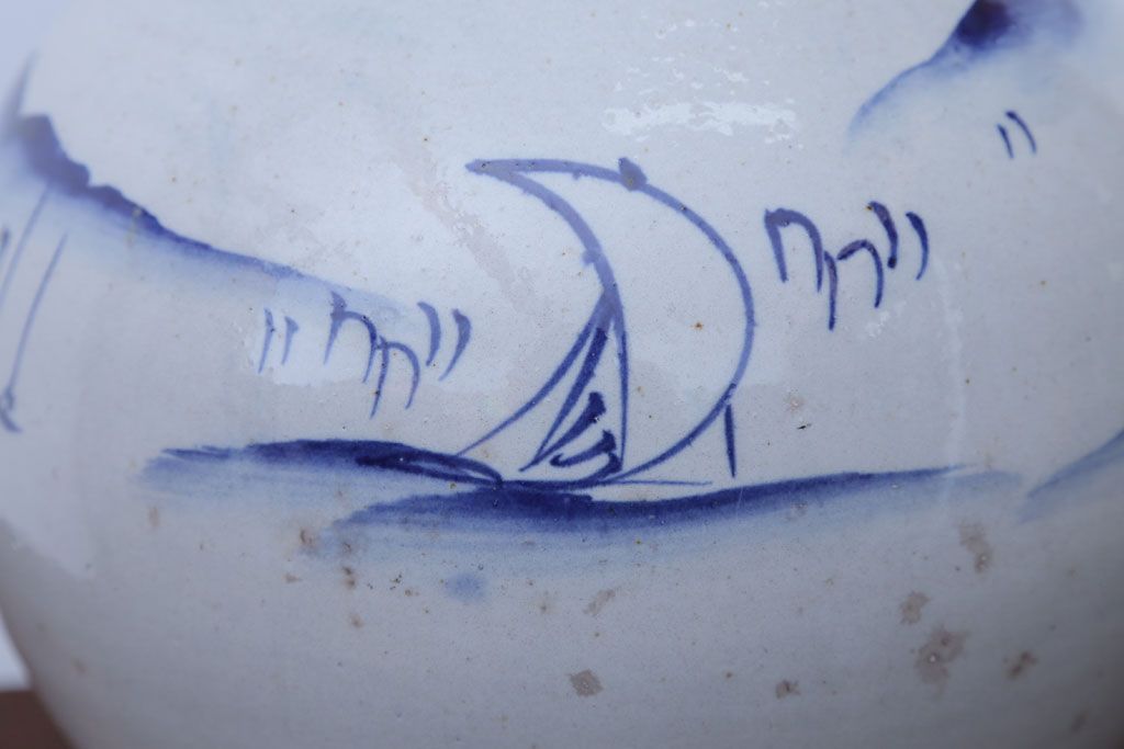 アンティーク雑貨　アンティーク　古い染付大徳利(花瓶)