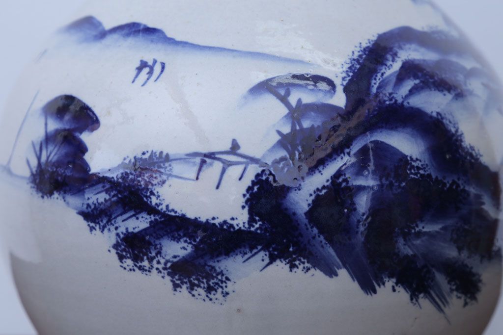 アンティーク雑貨　アンティーク　古い染付大徳利(花瓶)