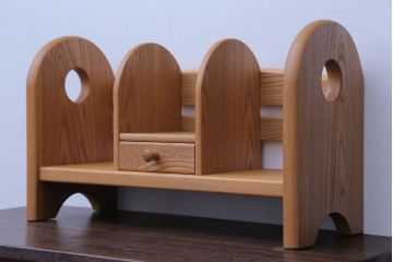 アンティーク雑貨　中古　小さな引き出し付き!ナラ材の本立て(2)