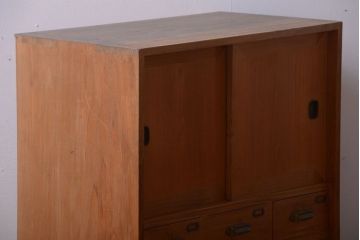 アンティーク家具　和製アンティーク　古い木味の引き出し付き収納棚