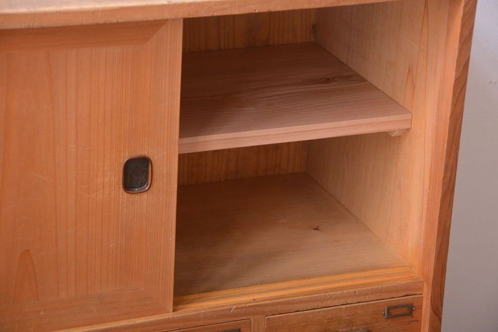 アンティーク家具　和製アンティーク　古い木味の引き出し付き収納棚