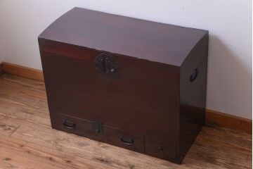アンティーク家具　古民具・骨董　引き出し付きアンティーク時代箱(長持、収納箱)
