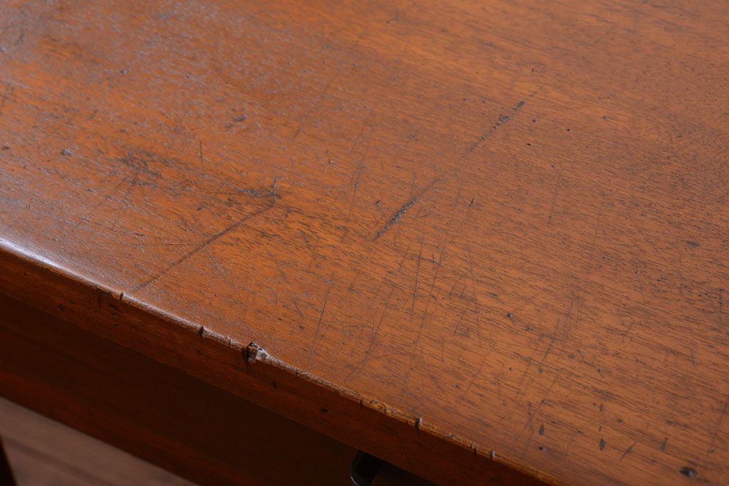 レトロ家具　昭和レトロ　古い木製のシンプルなアンティーク片袖机