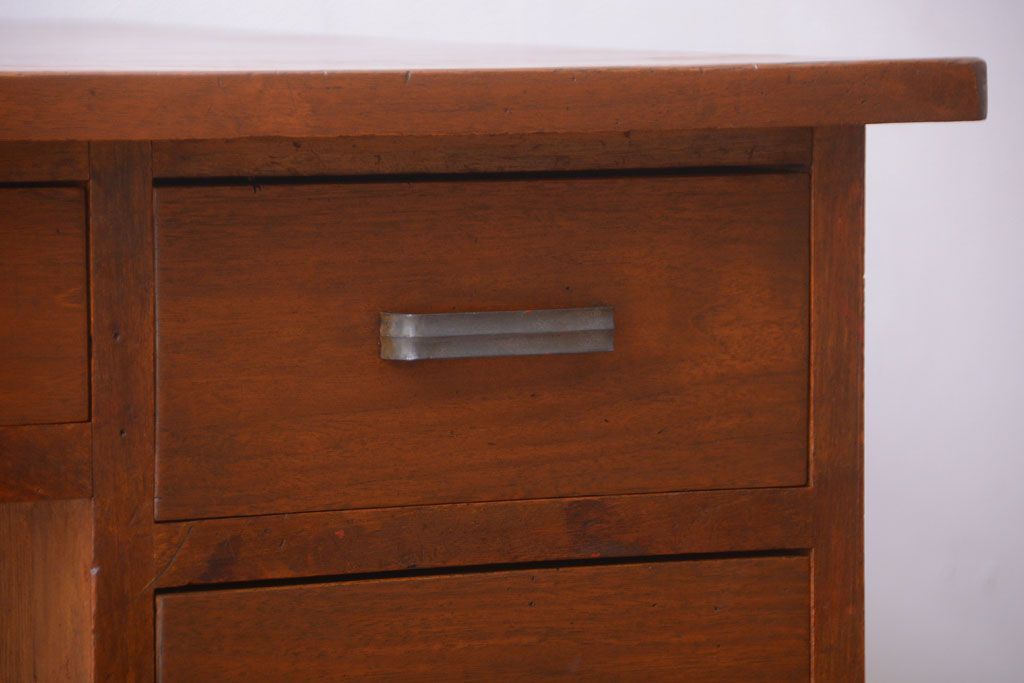 レトロ家具　昭和レトロ　古い木製のシンプルなアンティーク片袖机