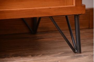 アンティーク家具　 和製アンティーク　モールガラス入り!鉄脚付き収納棚(2)