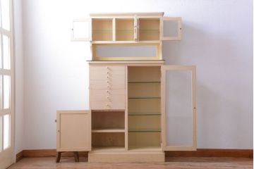 アンティーク家具　アンティーク　清潔感のあるデンタルキャビネット(ケビント)