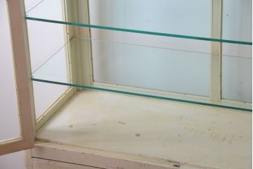 アンティーク家具　アンティーク オリジナルペイントの大振りなケビント(ガラスケース、キャビネット)