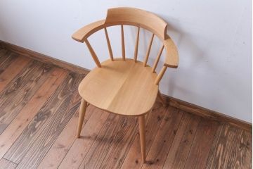 中古　柏木工　オーク材のクラウンチェア(ウィンザーチェア、ウインザーチェア)(2)
