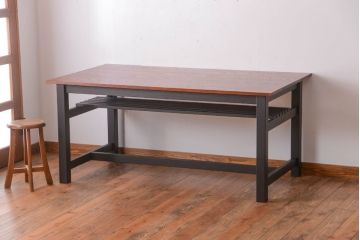 アンティーク家具　棚付き!ペイントアンティークダイニングテーブル