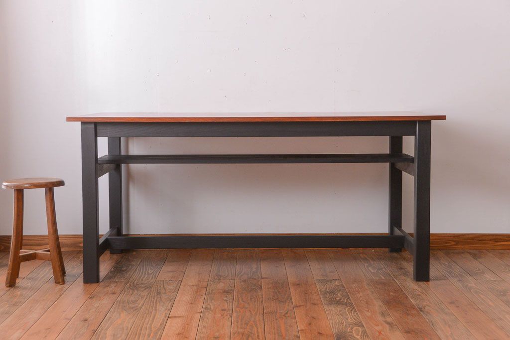 アンティーク家具　棚付き!ペイントアンティークダイニングテーブル