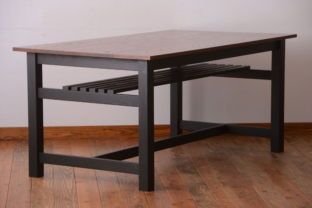 アンティーク家具　棚付き!ペイントアンティークダイニングテーブル