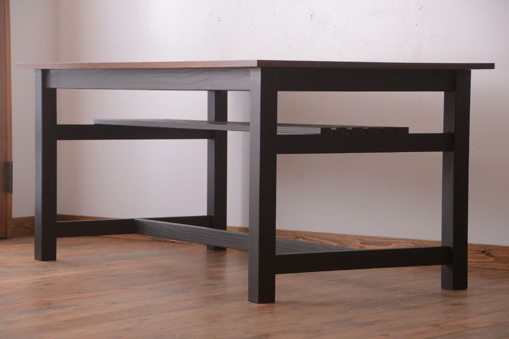 アンティーク家具　棚付き!ペイントアンティークダイニングテーブル