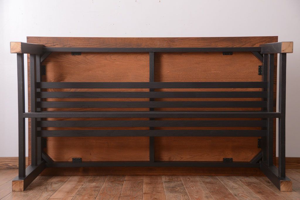 アンティーク家具　棚付き!ペイントアンティークダイニングテーブル