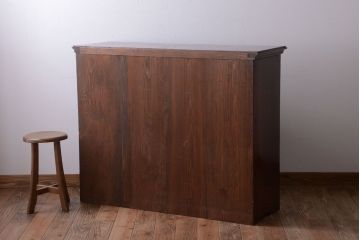 アンティーク家具　和製アンティーク　引き出し12杯付き!シックなガラス戸棚