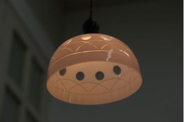 和製アンティーク　古い切子ガラスシェードの天井照明