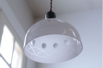 和製アンティーク　古い切子ガラスシェードの天井照明