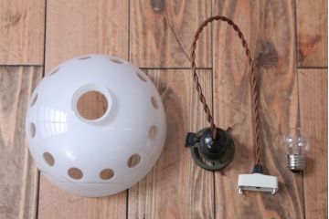 和製アンティーク　古い切子ガラスシェードの天井照明