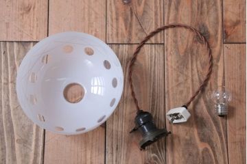 和製アンティーク　古い切子ガラスシェードの天井照明