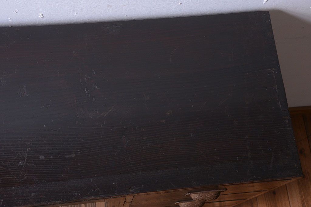 アンティーク家具　和製アンティーク　モールガラス入り!引き出し付きの珍しい収納棚