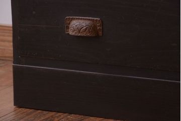 アンティーク家具　和製アンティーク　モールガラス入り!引き出し付きの珍しい収納棚