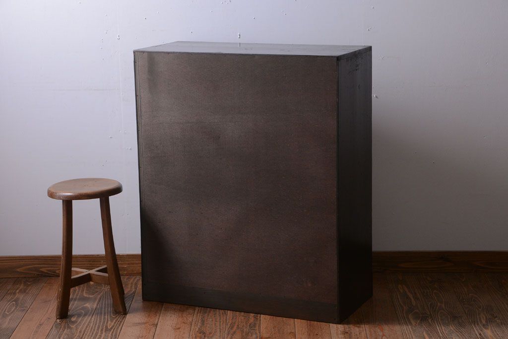 アンティーク家具　和製アンティーク　モールガラス入り!引き出し付きの珍しい収納棚