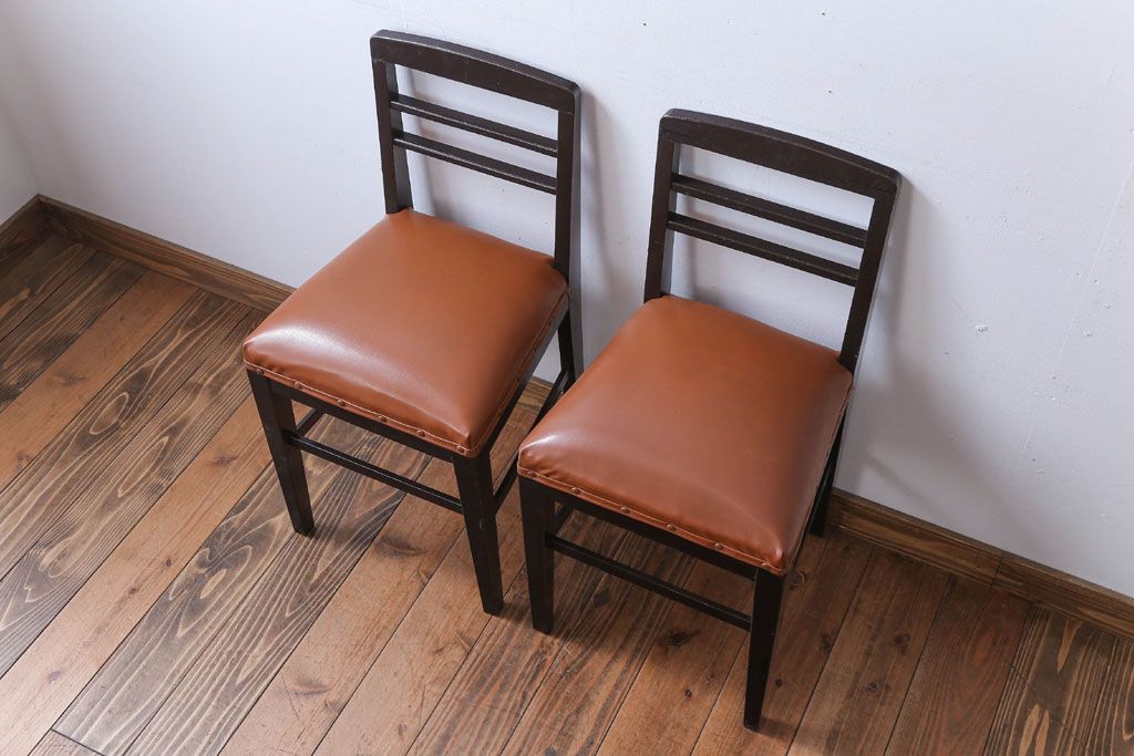 アンティーク家具　和製アンティーク　シックでおしゃれなチェア2脚セット