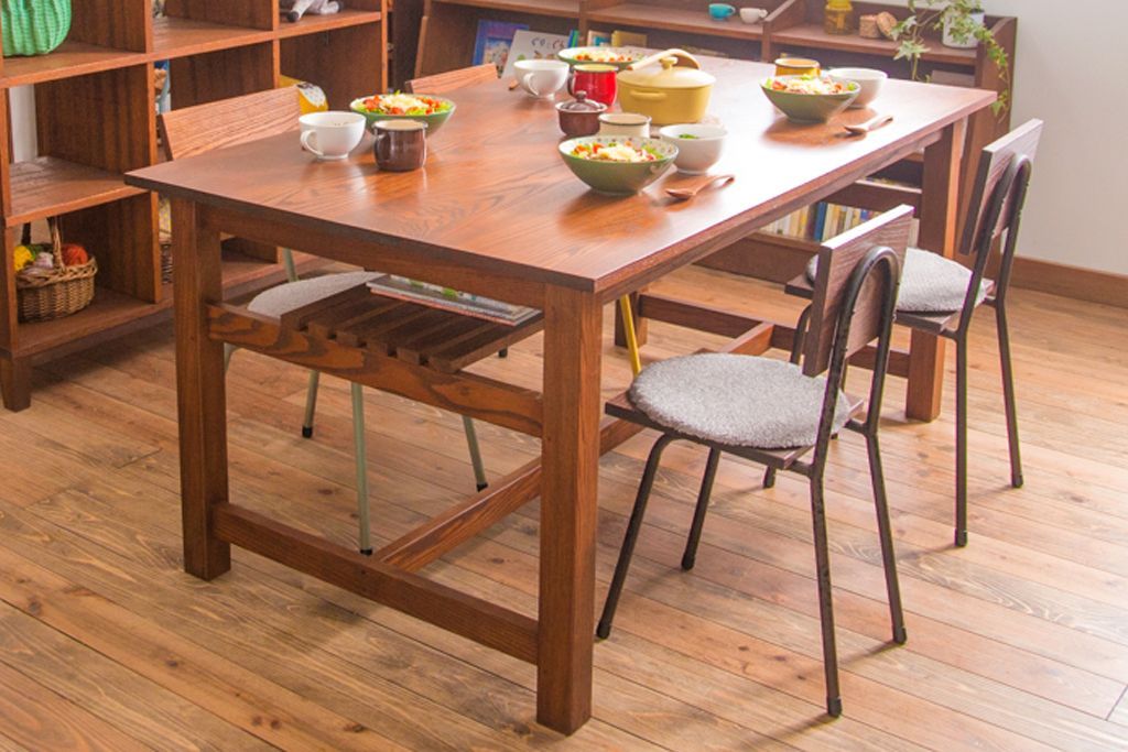 ヴィンテージ家具　ビンテージ　棚付きダイニングテーブル(作業台)