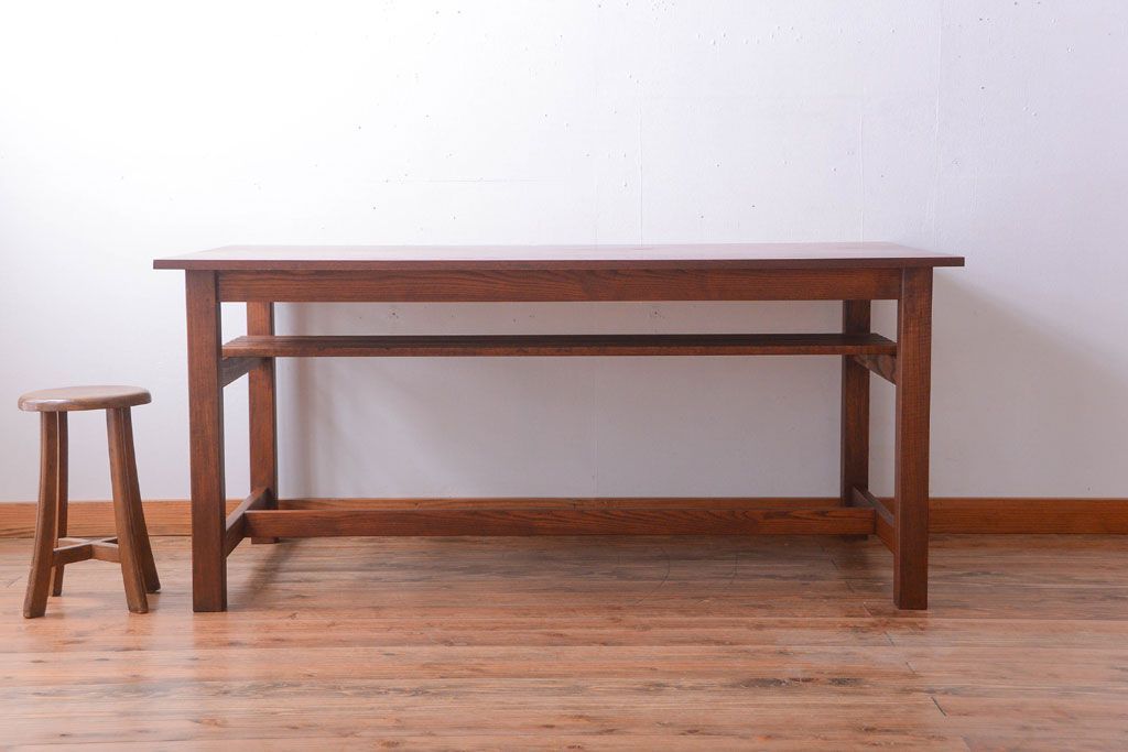 ヴィンテージ家具　ビンテージ　棚付きダイニングテーブル(作業台)