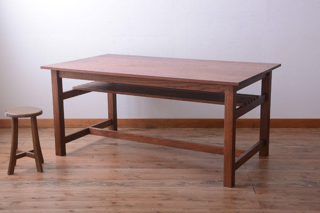 ヴィンテージ家具　ビンテージ　棚付きダイニングテーブル(作業台)