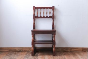 アンティーク家具　イギリスアンティーク　重厚なオーク材の2wayチェア(脚立)