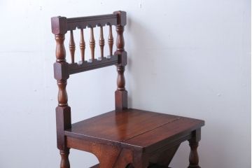 アンティーク家具　イギリスアンティーク　重厚なオーク材の2wayチェア(脚立)