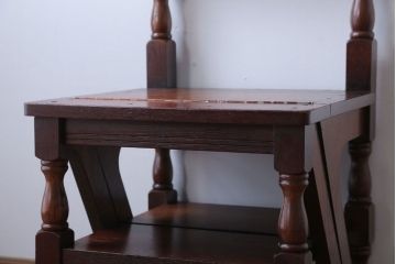 アンティーク家具　イギリスアンティーク　重厚なオーク材の2wayチェア(脚立)