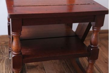 アンティーク家具　イギリスアンティーク　重厚なオーク材の2wayチェア(脚立)