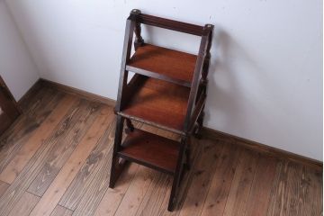 アンティーク家具　イギリスアンティーク　重厚なオーク材の2wayチェア(脚立)