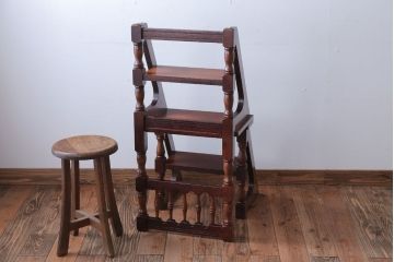 アンティーク家具　イギリスアンティーク　重厚なオーク材の2wayチェア(脚立)