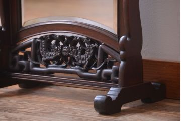 アンティーク雑貨　古民具・骨董　最高級品!唐木紫檀材の美しいアンティーク姿見(鏡・ミラー)