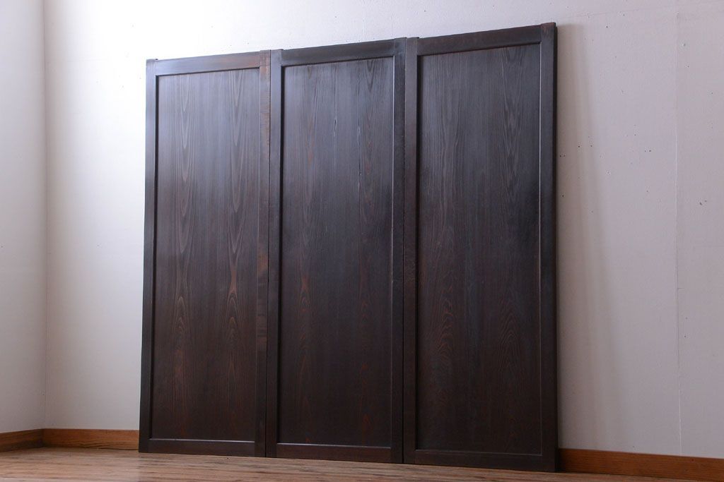 古民具・骨董　造りが良く上品な板戸帯戸3枚セット