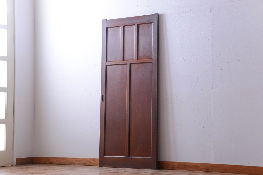 和製アンティーク　洋風な木製引き戸(板戸)