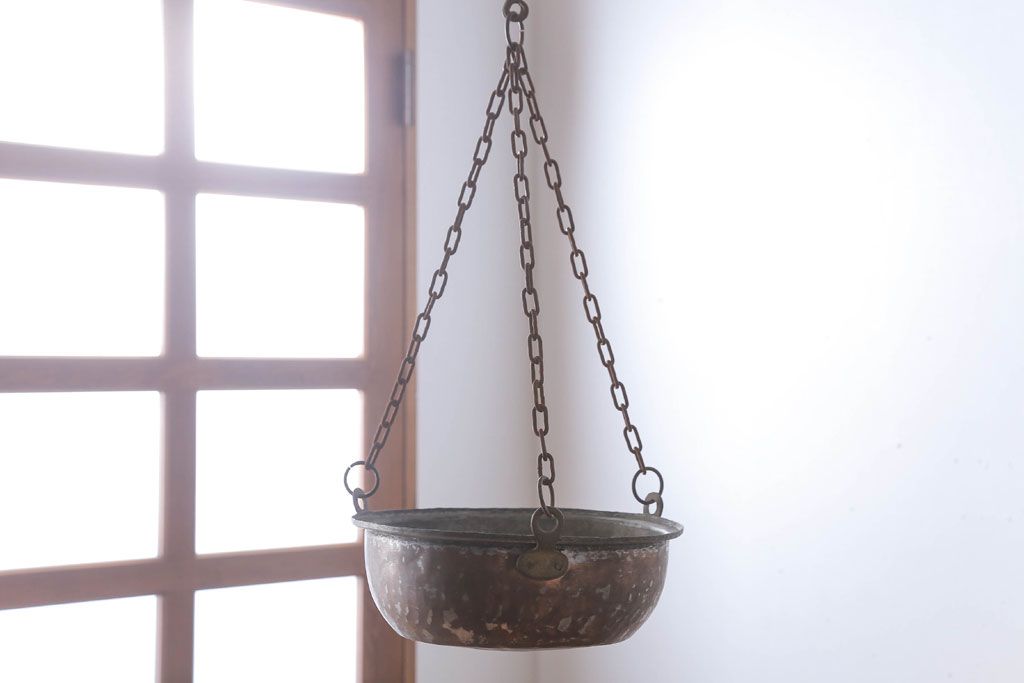 アンティーク雑貨　イタリア製　アンティーク調ハンギングバスケット(1)