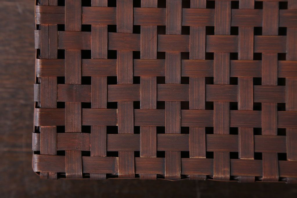 アンティーク雑貨　古民具・骨董　竹編みの小物収納アンティーク小箱(蓋付き)