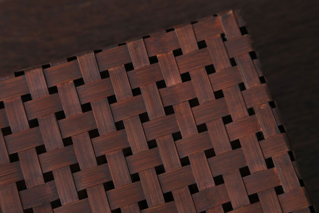 アンティーク雑貨　古民具・骨董　竹編みの小物収納アンティーク小箱(蓋付き)