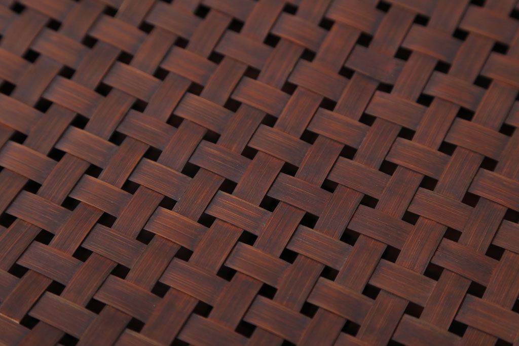 アンティーク雑貨　古民具・骨董　竹編みの小物収納アンティーク小箱(蓋付き)