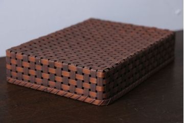 アンティーク雑貨　古民具・骨董　竹編みの小物収納アンティーク小箱(蓋付き)