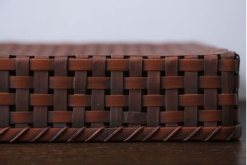 アンティーク雑貨　古民具・骨董　竹編みの小物収納アンティーク小箱(蓋付き)