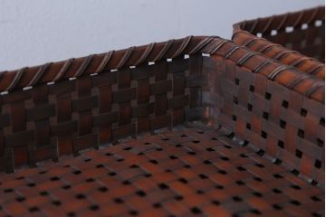 アンティーク雑貨　古民具・骨董　竹編みの小物収納アンティーク小箱(蓋付き)